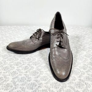 Donald J. Pliner Italian Grey Emerik Wingtip Oxford Lasercut Shoes Size 10